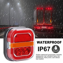 1 Pair (Left + Right) M0750 :M.T.C Canada 4 Inch LED Tail light 2X Amber+Red Square LED Truck Trailer Stop Turn Signal Tail Brake Light DRL