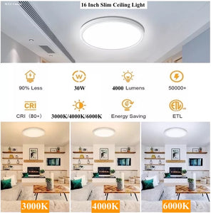 M0759 :M.T.C Canada LED Slim Panel Surface Mount/LED Ceiling Light 16 Inch Round 30W Dimmable 4000lm 120VAC 3CCT (3K-4K-6K) CETL