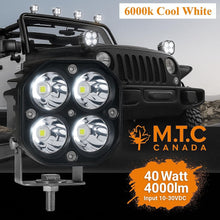 (Pack of 4 Piece) M0670 Yellow : M.T.C Canada LED 40W Yellow Off Road Work Light/LED Pod/LED Bar 4000lm Inout 10-30VDC IP67 Waterproof With Relay Button and Remote Flash Option