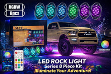 Upgraded M0858 8 Pcs Kit : Commercial Grade M.T.C Canada LED Rock Light Kit (8PCS RGBW + Signal Function) (Turn Amber + RED Brake Light With Remote and APP