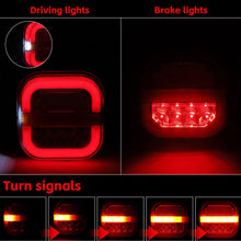 1 Pair (Left + Right) M0750 :M.T.C Canada 4 Inch LED Tail light 2X Amber+Red Square LED Truck Trailer Stop Turn Signal Tail Brake Light DRL