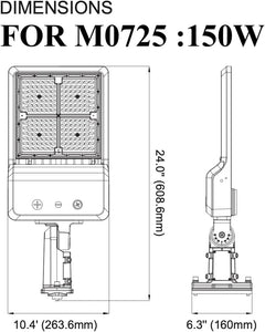 Upgraded M0725 150Watt :M.T.C Canada Commercial Grade LED Street Light 150W 21000lm 3cct (3K-45K-6K) Waterproof Outdoor CUL Input Voltage 100-277VAC/347VAC (150 Watt 3CCT) with A&D Bracket