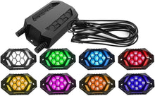 Upgraded M0858 8 Pcs Kit : Commercial Grade M.T.C Canada LED Rock Light Kit (8PCS RGBW + Signal Function) (Turn Amber + RED Brake Light With Remote and APP