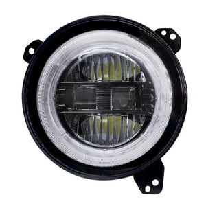 M0694 : M.T.C Canada 9 Inch Round Led Headlight with White Halo (White DRL + Turn Amber) High Low Beam Day Time Running Light Compatible with Jeep Wrangler JL 2018+ Sport Rubicon, DOT Approved Head
