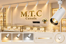 (Pack of 12) M0864 : M.T.C Canada LED Track Light Head 30W 3000lm 3CCT Selectable with Button 3K/4K/6K Dimmable 120VAC, CETL Certifeid to CSA Std22.2 Available in two Colors and two Styles