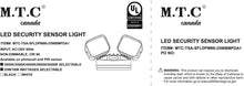 Cul Certified M0866 :M.T.C Canada LED Security Flood Light with PIR Motion Sensor & Photocell, 25W/16W Selectable, Up to 3500 Lumens, 3K–6K 5CCT 120V AC, Outdoor Available in 2 Colors