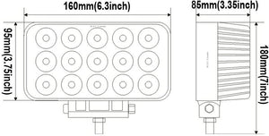 (PACK OF 2 )M0667:Led Work Spot  Lights (4x6 With Bracket ) 45w 6inch Led Lights Bar Fog Lights 12/24V With Mount Brackets for Trucks,Tractor,Off-Road 4x4, ATV, SUV, UTV,Boat -Waterproof