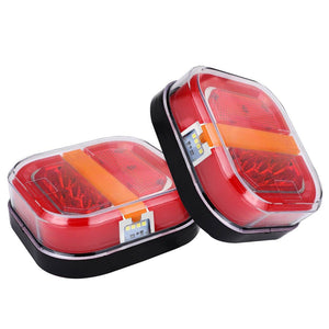 1 Pair (Left + Right) M0750 :M.T.C Canada 4 Inch LED Tail light 2X Amber+Red Square LED Truck Trailer Stop Turn Signal Tail Brake Light DRL