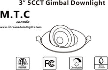 (Pack of 12) M0839 : MTC Canada 3 Inch LED Gimbal Pot Light 8 Watt 800lm 5cct (27K-6K),LED Downlight – 360° Rotation, Triac Dimmable, 120V Dimmable, Cetl Certified