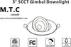 (Pack of 12) M0839 : MTC Canada 3 Inch LED Gimbal Pot Light 8 Watt 800lm 5cct (27K-6K),LED Downlight – 360° Rotation, Triac Dimmable, 120V Dimmable, Cetl Certified