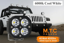 (Pack of 4 Piece) M0670 Yellow : M.T.C Canada LED 40W Yellow Off Road Work Light/LED Pod/LED Bar 4000lm Inout 10-30VDC IP67 Waterproof With Relay Button and Remote Flash Option