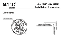 Upgraded 42,000 Lm Cul Certified 300 Watt High Bay 6K M0836 - M.T.C Canada LED UFO Highbay Light 120VAC with 120VAC Plug in 1.5M Long Wire | | Black Housing for High Ceiling Warehouse