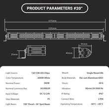 (Pack of 2)M0668:LED Double row Bar 20 Inch Off Road 360W Combo Beam LED 3W , 3030 LED , Operating Voltage 10-30VDC  Work SUV Truck ATV Boat