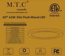M0841: M.T.C Canada 20 Inch Round LED Ceiling Light, 42W ,5600LM, 3CCT (3000K/4000K/6000K) Selectable, Dimmable 120VAC, Ultra Slim 0.98", Surface Mount cETL Certified