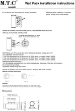 Pack of 6) M0835 - Cul Certified M.T.C Canada LED Up Down Wall Pack Light – 5W/10W/15W Adjustable, 3CCT Selectable (3000K/4000K/6000K), Black, Outdoor Wall Sconce, AC120-277VAC with Photocell