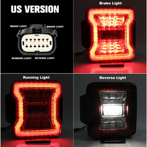 M0691 : M.T.C Canada RED LED Tail Lights For Jeep Wrangler JL JLU 2018-2024 (RED And white Lens) Accessories Brake Light Reverse Light Turn Signal Light )