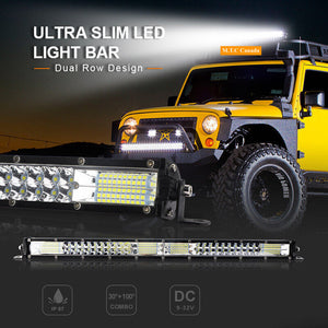 (Pack of 2)M0668:LED Double row Bar 20 Inch Off Road 360W Combo Beam LED 3W , 3030 LED , Operating Voltage 10-30VDC  Work SUV Truck ATV Boat