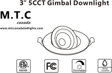 (Pack of 12) M0839 : MTC Canada 3 Inch LED Gimbal Pot Light 8 Watt 800lm 5cct (27K-6K),LED Downlight – 360° Rotation, Triac Dimmable, 120V Dimmable, Cetl Certified