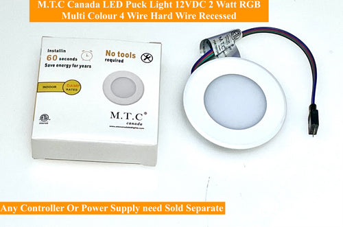 Pack of 10 Piece M0734 RGB White Trim  :M.T.C Canada LED Puck Light/LED Under Cabinet Light 12VDC 2W 200lm LED RGB Multicolour Recessed Puck Light CETL Availabl White Trim (White Trim RGB (Multicolour))