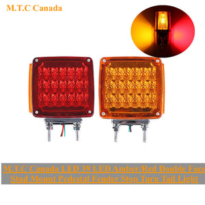 Pack of 2 Piece (1 Pair Left and Right) :M0701:M.T.C Canada Square LED Pedestal Fender Light Truck RV Trailer Double Face Turn Signal Brake