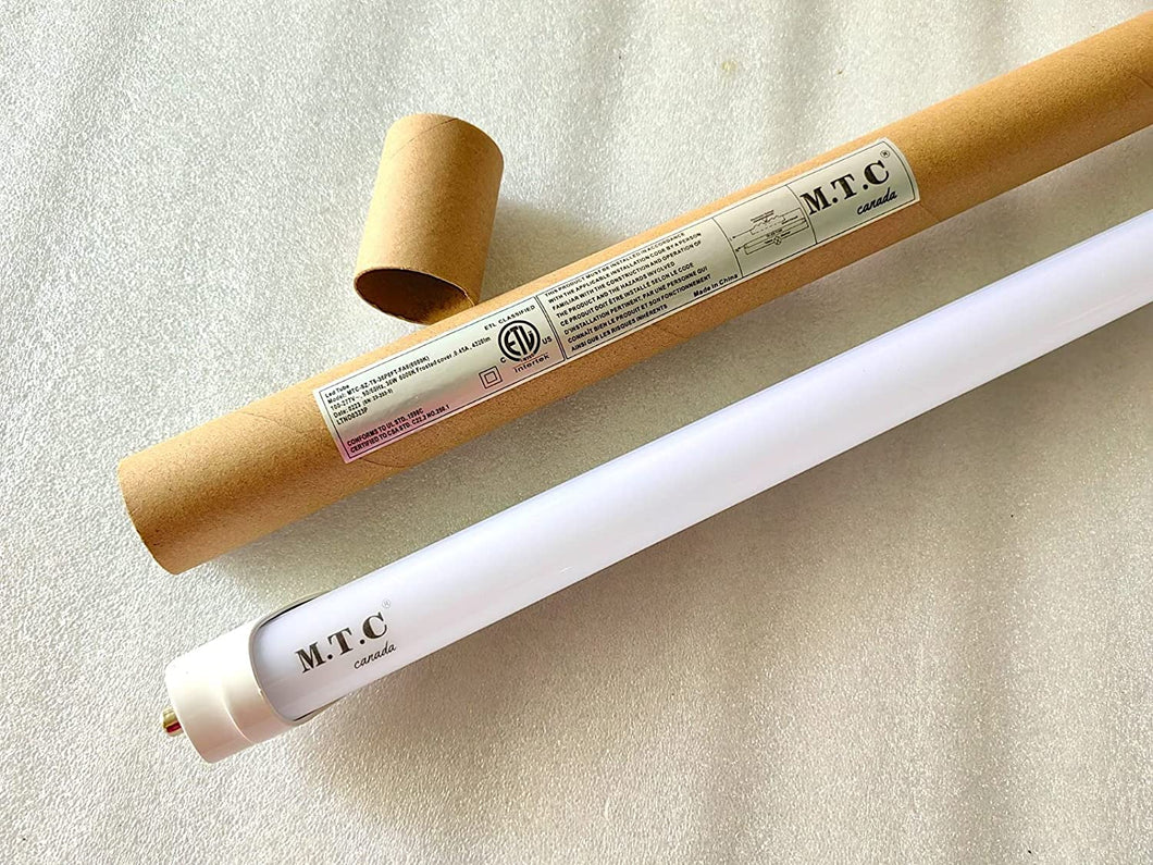 M0241 : LED T8 8 Feet Tube Light FA8 MODEL(1 Pin) 36W 4320lm(120LM/W) 6000K(Bright White) Frosted Cover CETL Certified  No Need Ballast 100V-277V Pack Of 20 PCS