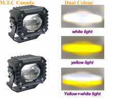 M0576: M.T.C Canada LED 2 inch Square White Amber LED Driving Work Light Bar Pods With Mount Bracket Spot Off Road Fog( 1 Pair)