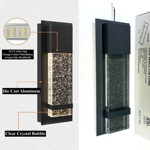 Pack of 2 Piece :M0712 M.T.C Canada 14 inch LED Wall Light Crystal Bubble Watt 12W 3CCT Input 120VAC Can Be Change with Button at Back Side 3K/4K/6K CETL