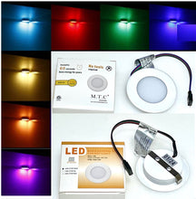Pack of 10 Piece M0734 RGB White Trim  :M.T.C Canada LED Puck Light/LED Under Cabinet Light 12VDC 2W 200lm LED RGB Multicolour Recessed Puck Light CETL Availabl White Trim (White Trim RGB (Multicolour))