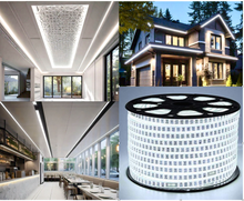 M0470/50M : LED Rope Light 50M (165 Ft) 2835 SMD 120LED/M 120V Outdoor &Indoor Use IP66 With 110V Flat US Wall Plug connector