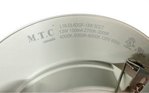 Upgraded (12 Pack) M0814 5&6":M.T.C Canada LED 5&6 inch Retrofit Flat Pot Light with E26 Holder 120VAC 13W 1300lm Dim 5CCT Change Colour with Button (2700K,3000K,4000K,5000K,6000K) CUL