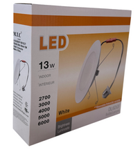 Upgraded (12 Pack) M0814 5&6":M.T.C Canada LED 5&6 inch Retrofit Flat Pot Light with E26 Holder 120VAC 13W 1300lm Dim 5CCT Change Colour with Button (2700K,3000K,4000K,5000K,6000K) CUL
