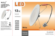 Upgraded (12 Pack) M0814 5&6":M.T.C Canada LED 5&6 inch Retrofit Flat Pot Light with E26 Holder 120VAC 13W 1300lm Dim 5CCT Change Colour with Button (2700K,3000K,4000K,5000K,6000K) CUL
