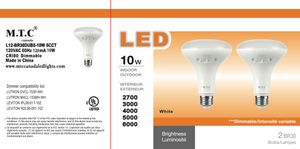 Pack of 24 Piece (M0815):M.T.C Canada LED BR 30 Bulb 5CCT 27K-6K Dimmable E26 Holder Cul Certified Watt:10W 1000lm BR30 (2700K,3000K,4000K,5000K,6000K) Change Colour with Button Input 120VAC