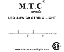 CSA Certified 50M (165 Feet) M0817 : M.T.C Canada C9 LED String Light – Warm White (10M / 50 LEDs) X5 (50M /250 LED White Wire Extendable Male Female Connection Max Can Connect 45 Set