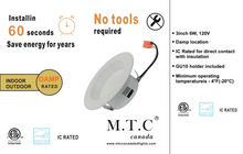 Pack of 24 : M0832- M.T.C Canada ® LED 3inch Retrofit kit With Gu10 Holder 120V 6W Dimmable 660lm 5CCT Change Colour With Button ( 2700,3000K ,4000K,5000,6000K ) CETL Certified to CSA STD 22.2