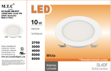 Upgraded New (Pack of 12) M0813:M.T.C Canada LED 4inch Retrofit kit Flat with E26 Holder 120V 10W Dimmable 950lm 5CCT Change Colour with Button (2700K,3000K,4000K,5000K,6000K) CUL Certified