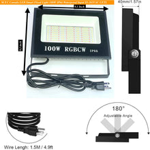 (Pack of 2 Piece) M0644: M.T.C Canada LED 100W Smart RGBCW Flood Light 10000lm Ip66 Input Voltage AC85-265 with 1.5M Wire and US Wall Plug CETL Certified (Pack of 2 Piece 100W Smart Flood Light)