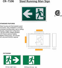 Pack of 1 Piece M0666 : M.T.C Canada LED Running Man Exit Sign Steel Housing PC Panel Input Voltage 120V-347V CSA Certified,For Sale Canadian Company Canadian Stock