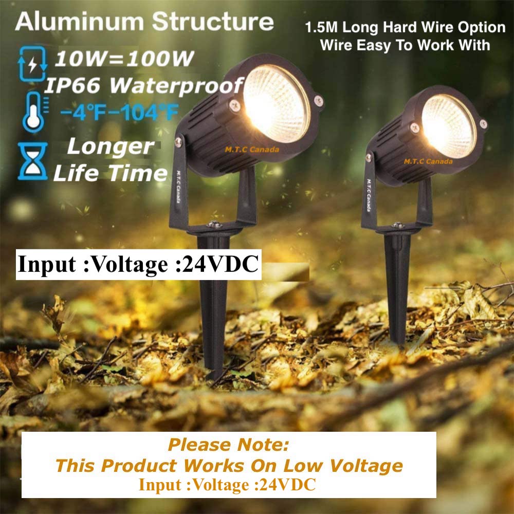 Pack of 10 Piece M0732: M.T.C Canada LED Garden Light 10W Landscape Lights 24VDC Input Voltage : Colour Available 3000K Warm White IP66