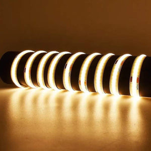 (1 Roll 15M) M0677: M.T.C Canada LED Strip Light COB Dot Free 15M (49.2 FT Roll) 24VDC 320LED /M 12W/M IP44 No Drop in Voltage with 1 Side Power