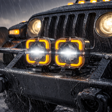 Full Kit M0854 – M.T.C Canada 4" 90W (45Wx2) LED Driving Light with DRL, High/Low Beam 6000K, IP68 Waterproof (12000LM, Amber DRL) With Dual Switch Wiring harness