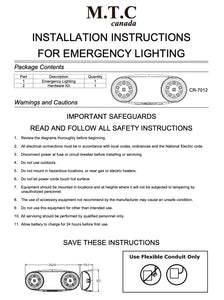 Pack of 10 Piece : M0687 : M.T.C Canada LED Emergency Light Injection -Molded thermoplastic ABS Housing Input 120-347V AC CUL Certified