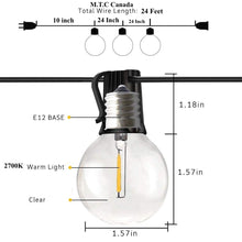 (Pack of 4 Set)(24 Ftx4 =96 FT) M0366 :CUL Certified M.T.C Canada 24Ft 12Piece LED G40 Outdoor Patio String Lights with LED Clear Bulbs,Warm White 2700K Ambience Indoor & Outdoor Lights for Patio