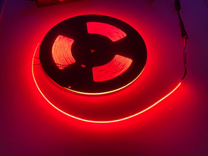 1 Roll 15M) M0677 RED : M.T.C Canada LED Strip Light Commercial Grade COB Dot Free 15M (49.2 FT Roll) 24VDC 320LED /M 12W/M IP44 No Drop in Voltage with 1 Side Power (RED Colour)