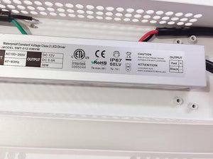 M0446: LED Constant Voltage Power Supply With J BOX Watt 36W 12VDC  Waterproof IP67 Outdoor/Indoor CETL Certified I.V:100-265Vac Output: 12VDC 3.0A