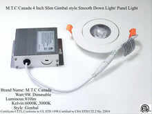12 pack M0291 6000k:LED 4 inch Slim Gimbal Style panel light Round, Dimmable, 9W, 810 Lm 6000K Cool White CETL Certified Suitable for WET Locations IC Rated,