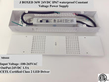 M0444 : LED Constant Voltage Power Supply With J BOX 36W 24VDC LED Power Supply Waterproof IP67  CETL Certified Input Voltage 100-265Vac Output Voltage 24VDC 1.5 A