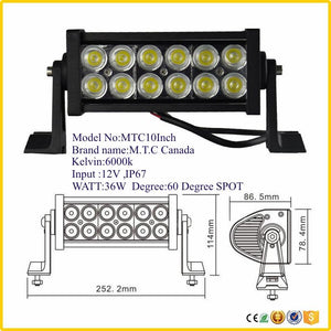 10 inch LED Bar Light Off Road Application Work Light 36W 6000K IP67 Pack of 2 For Price -$70.00 Cad