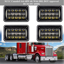 1 pair M0417 : M.T.C Canada LED 4x6 Head light 48W 4800lm Hi/Low And DRL DOT Approved Replacement For H4651 H4652 H4656 H4666 H6545(Pack of 2 Piece)