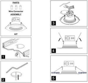 M0198: (Pack of 16 Pieces)4 inch LED Downlight Recessed Retrofit  Kit with Integral Junction Box at The Back, 10 Watt 5700K(Cool White) Dimmable,IC Rated